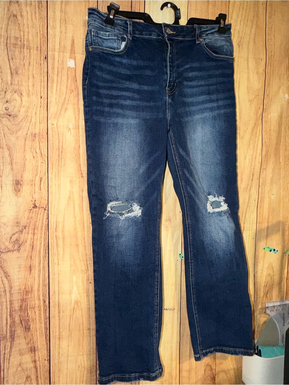 Zenana Dark Blue Distressed Jeans